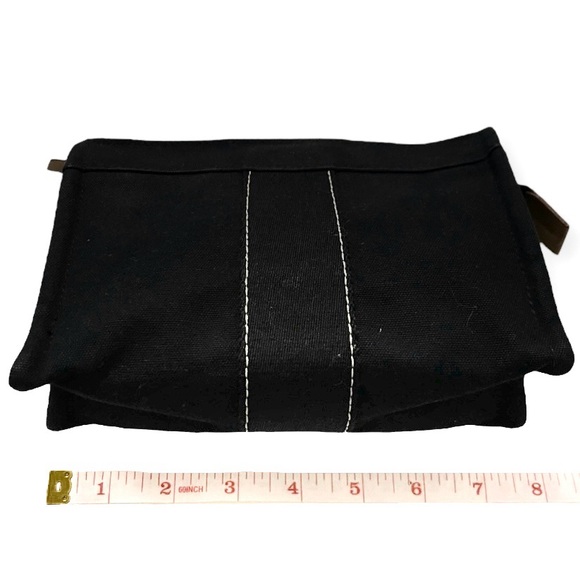 HERMÈS Cosmetic Pouch Toile Fourre-Tout Make Up Bag Black Canvas - Picture 11 of 13